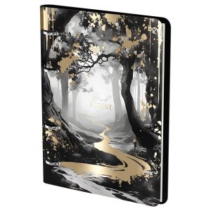 Тетрадь 120л. клетка, на кольцах, со сменным блоком БиДжи Dark forest, кожзам 59507
