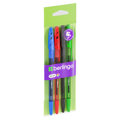 Ручки шариковые 4шт. 4цв. Berlingo Tribase grip 1мм. 10204
