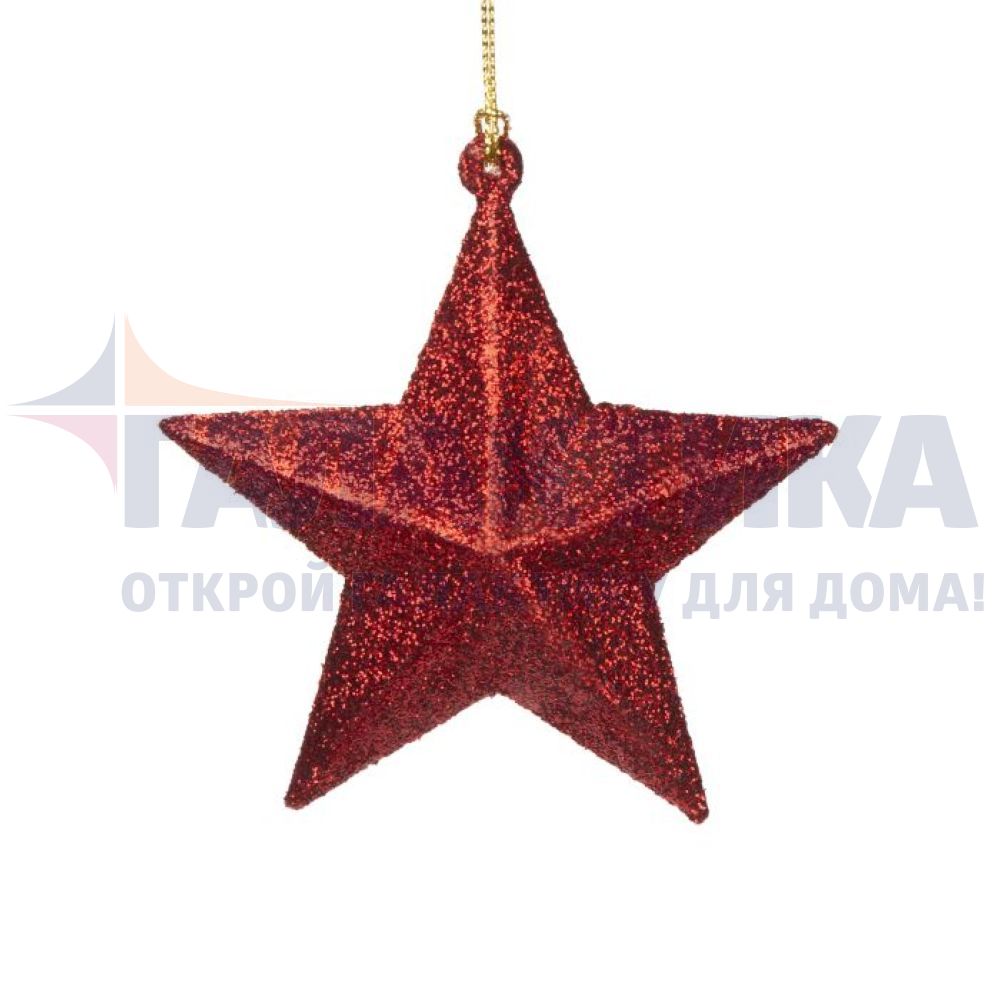 Новогоднее подвесное елочное украшение Звезда в красном глиттере 86772 Феникс-Презент