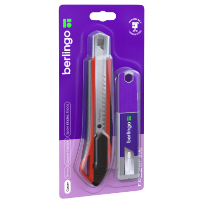 Нож канцелярский Berlingo Razzor 300 18мм.+сменные лезвия красный BM4132 2a