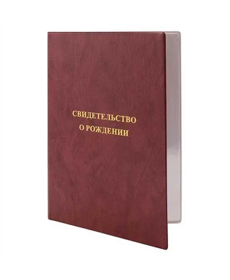 Папка Свидетельство о рождении А4 Тиснение золотой фольгой, бордовая ДПС 2932.АНГ-103