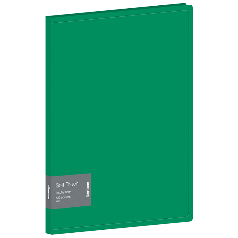 Папка 20 вкладышей Berlingo Soft Touch зеленая, с внутр. карманом DB4_20983