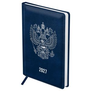 Ежедневник А5 176л. датированный 2027г. БиДжи Орел, синий, кожзам 68198