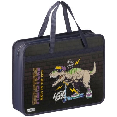 Папка с ручками А4 ArtSpace Dino, пластик, на молнии, 1 отделение 60180