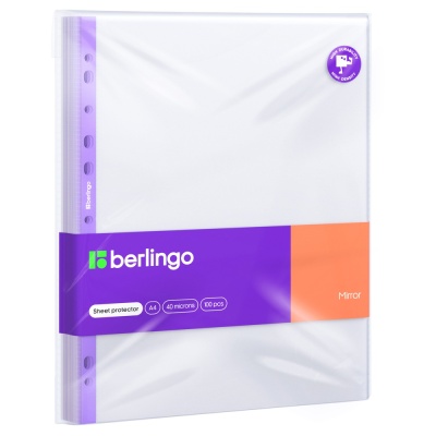 Папка-вкладыш А4 с перфорацией Berlingo Mirror 1шт. 40мкм. глянцевая 4040