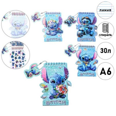 Блокнот Mazari Ушастик, с наклейками, на спирали 9,5х14см. 30л.+8л. с наклейками М-3302