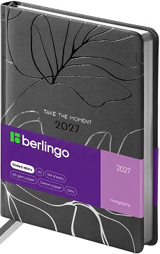 Ежедневник А5 184л. датированный 2027г. Berlingo Holography, кожзам тёмно-серый F0031
