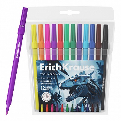 Фломастеры 12цв. ErichKrause Techno Dino 65030