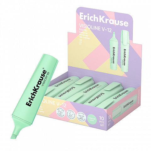 Маркер текстовый ErichKrause Visioline V-12 Pastel зеленый 60804