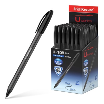 Ручка шариковая ErichKrause U-108 Orange Stick Ultra Glide Technology черная 1 мм. 47596