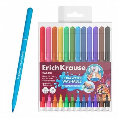 Фломастеры 12цв. ErichKrause Safari Ultra Washable 65459
