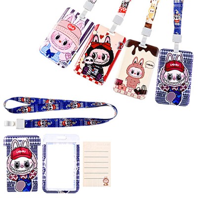 Бейдж вертикальный Mazari LABUBU с рисунком на ленте, пластиковый, 70х110мм. М-4859