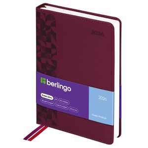 Ежедневник А5 184л. датированный 2026г. Berlingo Vivella Prestige кожзам, бордовый 80504