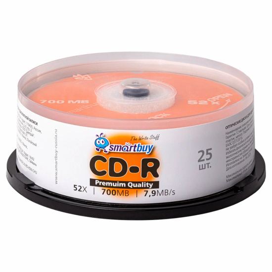 Диск CD-R Smart buy 52x 700Mb 1 шт. SBCD-R25
