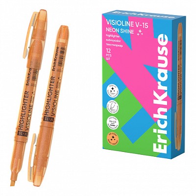 Маркер текстовый ErichKrause Visioline V-15 Neon Shine оранжевый 63548