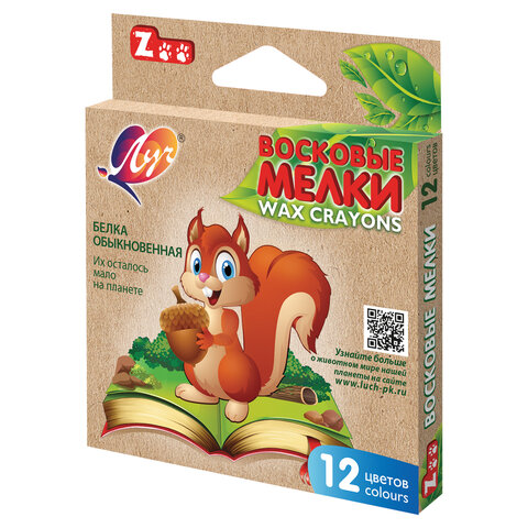 Мелки восковые 12цв. Луч Zoo шестигранные 12С 865-08