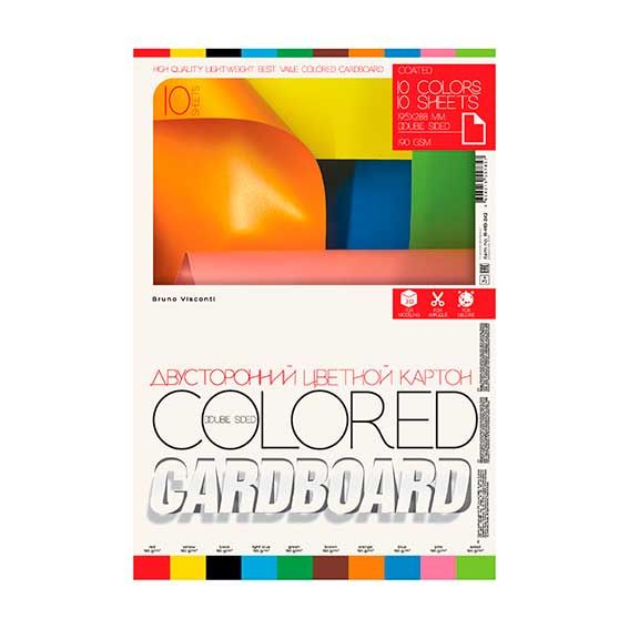 Картон цветной двусторонний А4 10л. 10цв. Bruno Visconti Bright Colors 11-410-342