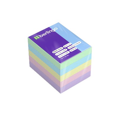 Бумага для заметок с клеевым краем 38*51мм. 400л. Berlingo Ultra Sticky 5 пастельных цветов 38051