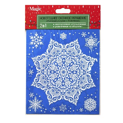 Новогоднее оконное украшение из ПВХ пленки Большая снежинка 15,5x17,5см 88314 Феникс-Презент