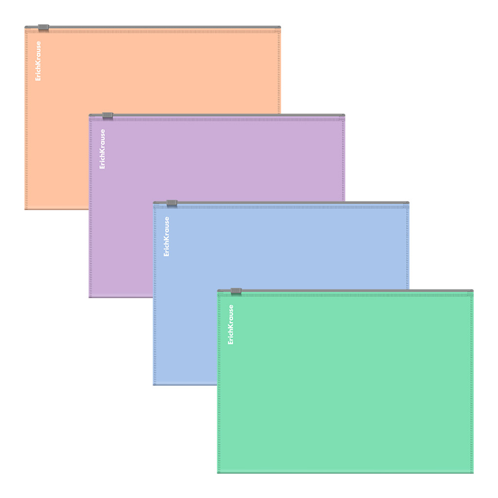 Папка-конверт на молнии С6 Zip-пакет ErichKrause Matt Pastel Bloom ассорти 61171