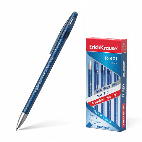 Ручка гелевая со стираемыми чернилами ErichKrause R-301 Magic Gel синяя 0.5 мм. 45211