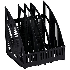 Лоток вертикальный, сборный для бумаг Стамм Line 4 отделения, черный ЛТВ-01473