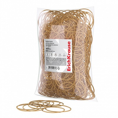 Резинки канцелярские для денег ErichKrause  500гр. d-60мм. натуральный цвет 59817