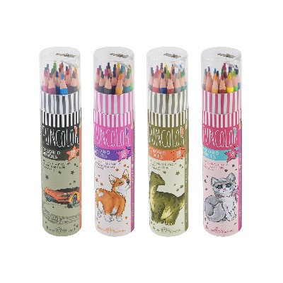 Карандаши цветные пластиковые 18цв. BrunoVisconti FunColor трехгранные, в тубусе с точилкой 30-0086