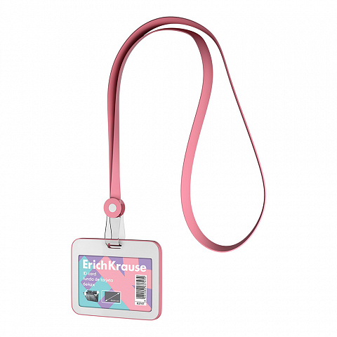 Бейдж горизонтальный ErichKrause книжка, с силиконовой лентой, розовый 63747