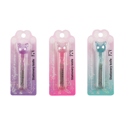 Нож канцелярский Meshu Crystal Kitten 9мм. 64840