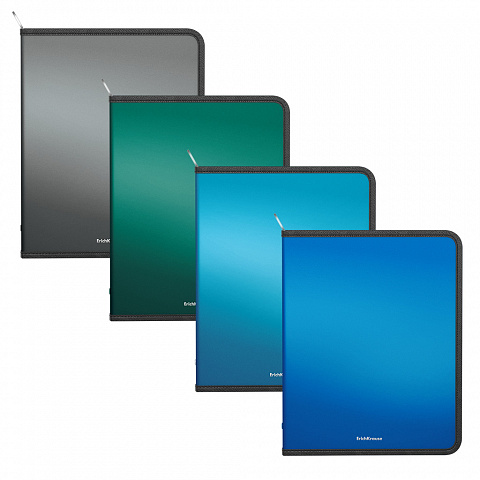 Папка для тетрадей А4 ErichKrause Matt Ice Metallic, пластиковая на молнии ассорти 50354