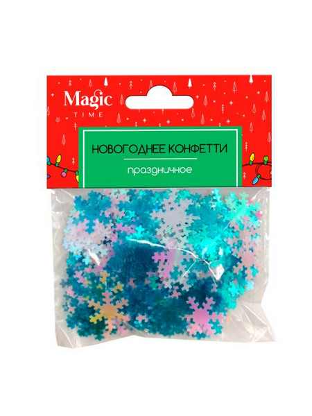 Новогоднее конфетти Бело-голубые снежинки из ПВХ в форме снежинок 15 грамм 88551 Феникс-Презент 