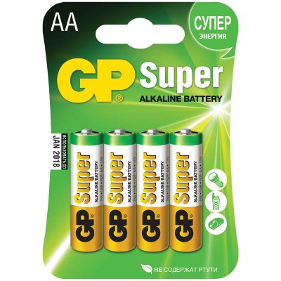 Батарейка GP Super AA LR6 15A алкалиновая, BC4 GP 15A-2CR4