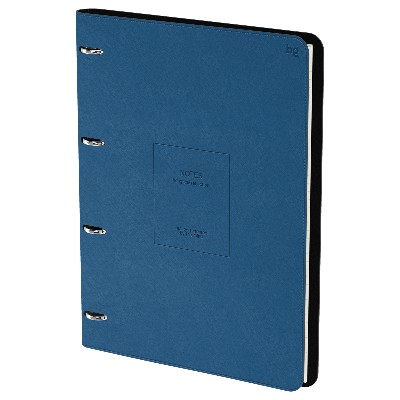Тетрадь А4 120л. клетка на 4-х кольцах со сменным блоком BG Моно. Синий, кожзам 66416