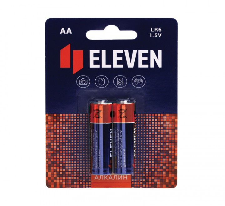 Батарейка Eleven AA LR6 алкалиновая 2шт. 301747