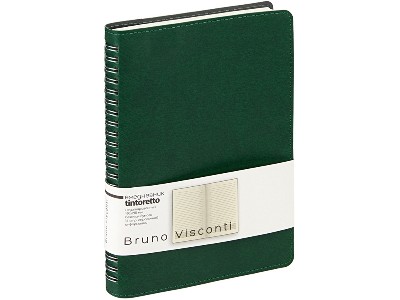 Ежедневник А5 128л. недатированный BrunoVisconti Тинторетто зеленый кожзам. на резинке 3-608/09
