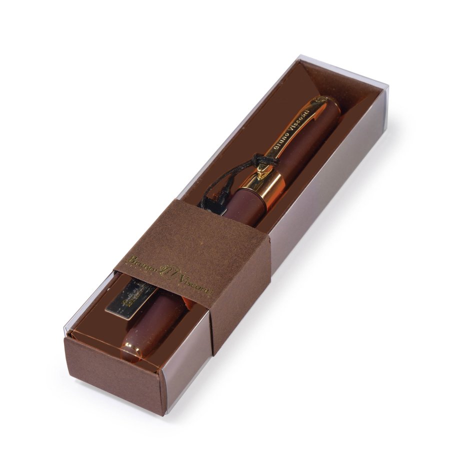 Ручка шариковая BrunoVisconti Monaco 0,5 мм. синяя в футляре, коричневый корпус 20-0125/051