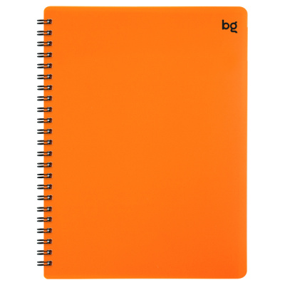 Тетрадь А4 80л. клетка на гребне БиДжи Base оранжевая пластиковая обложка 08692