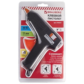 Клеевой термо-пистолет 11мм. Brauberg в блистере 670323