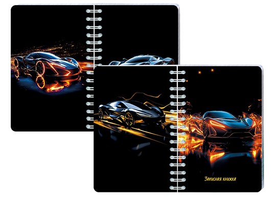 Записная книжка-перевертыш А6 80л. клетка, на гребне Апплика Авто на черном С1226-64