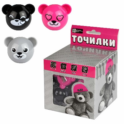 Точилка Феникс+ Мишка в шапочке 1 отверстие 69656