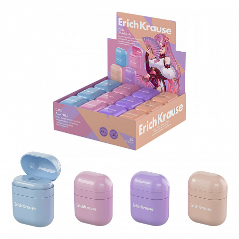 Точилка пластиковая ErichKrause Case, Manga одно отверстие, с контейнером 60041