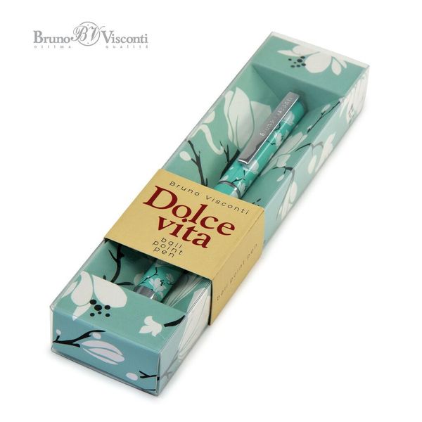 Ручка шариковая в футляре синяя BrunoVisconti DolceVita Магнолия 0,7мм. метал. корпус 20-0252/08