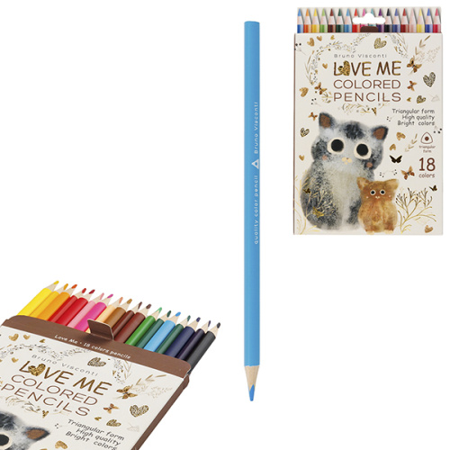 Карандаши цветные 18цв. BrunoVisconti LoveMe Котики. Счастье трехгранные 30-0155