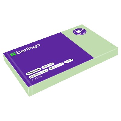 Бумага для заметок с клеевым краем 125*75мм. 100л. Berlingo Ultra Sticky пастель зеленый 39301