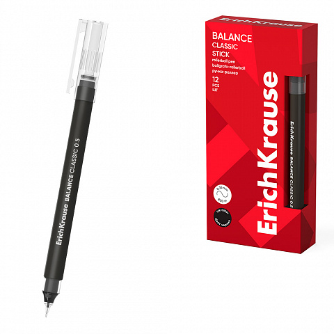Ручка-роллер ErichKrause Balance Stick Classic черная 0,5мм. 63148