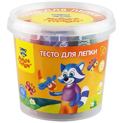 Тесто для лепки 7цветов 30гр. Мульти-Пульти Енот в деревне (в пластиковом стакане) ТЛ 12208