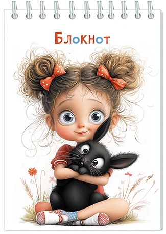 Блокнот А6 80л. клетка, на гребне Апплика Малышка с кроликом С4173-107