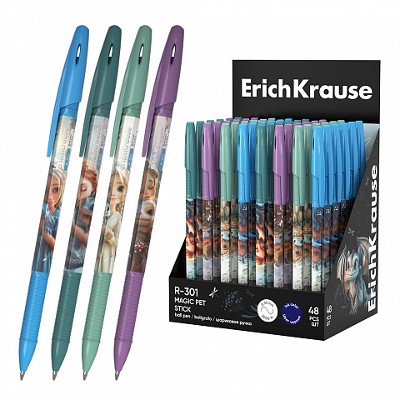 Ручка шариковая ErichKrause R-301 Stick Magic Pet синяя 0,7мм. 63072