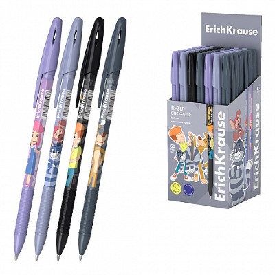 Ручка шариковая ErichKrause R-301 Stick&Grip Простоквашино синяя 0,7мм. 61003